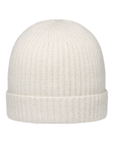 N.Peal Women's Ribbed Cashmere Hat With Lurex Snow Grey Sparkle