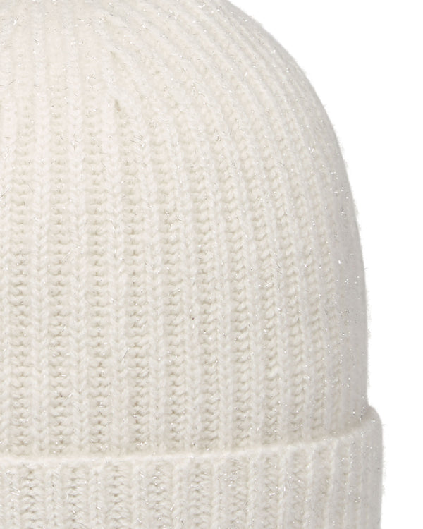 N.Peal Women's Ribbed Cashmere Hat With Lurex Snow Grey Sparkle