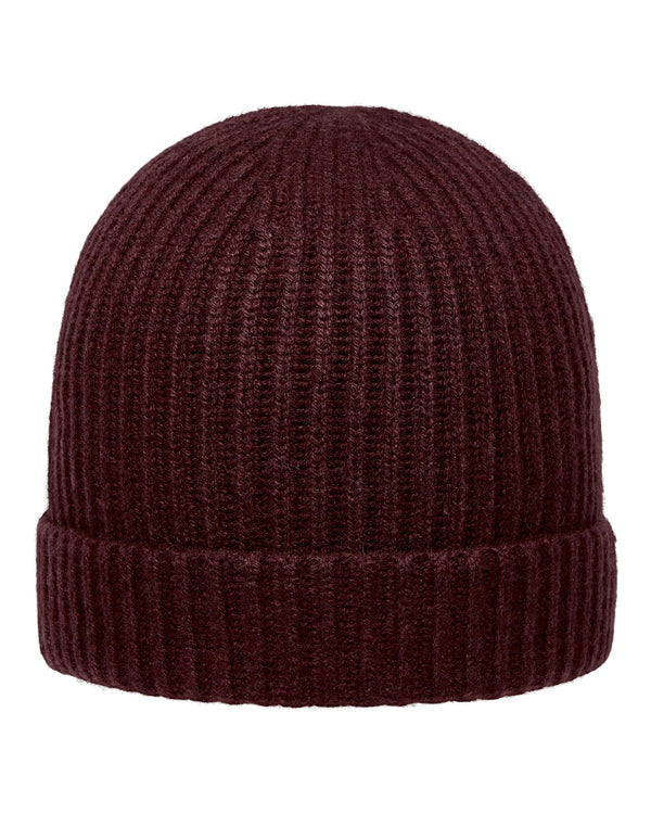 N.Peal Unisex Ribbed Cashmere Hat Claret Red