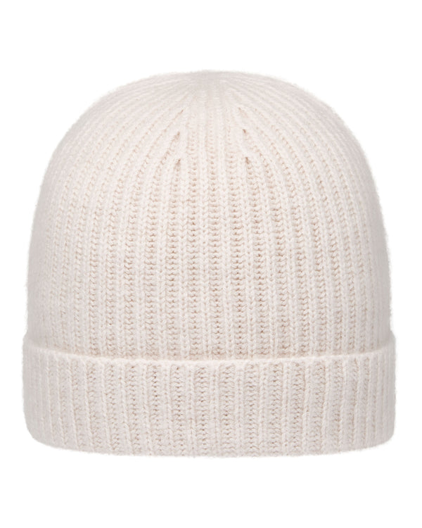 N.Peal Unisex Ribbed Cashmere Hat Frost White