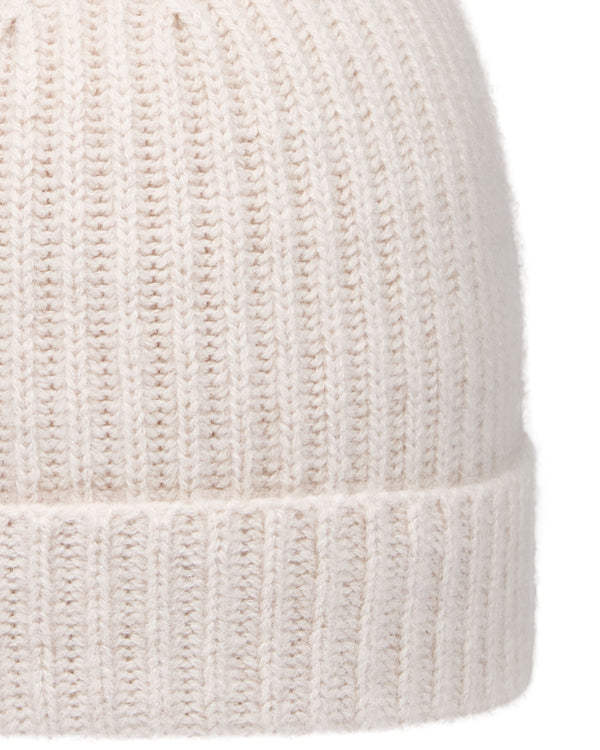 N.Peal Unisex Ribbed Cashmere Hat Frost White