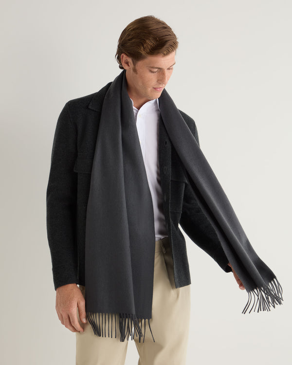 N.Peal Unisex Large Woven Cashmere Scarf Anthracite Grey