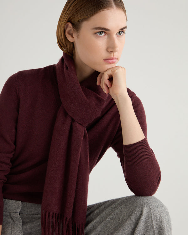 N.Peal Unisex Large Woven Cashmere Scarf Claret Red