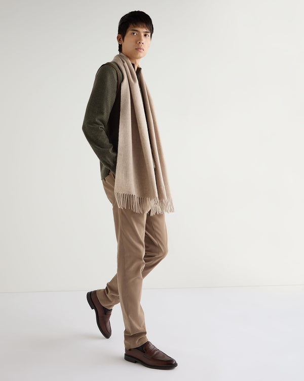 N.Peal Unisex Large Woven Cashmere Scarf Oatmeal Brown