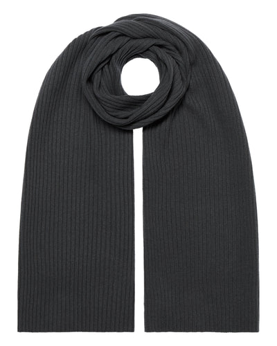 N.Peal Unisex Short Ribbed Cashmere Scarf Anthracite Grey