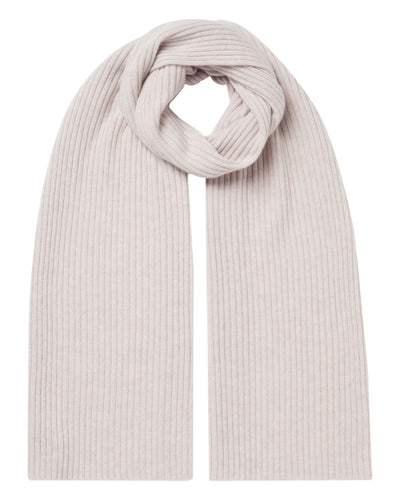 N.Peal Unisex Short Ribbed Cashmere Scarf Frost White