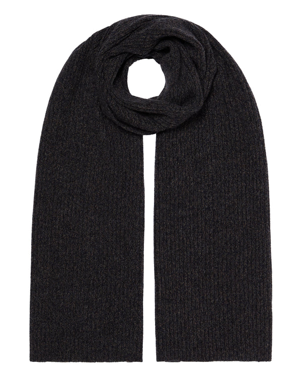 N.Peal Unisex Short Ribbed Cashmere Scarf Granite Blue