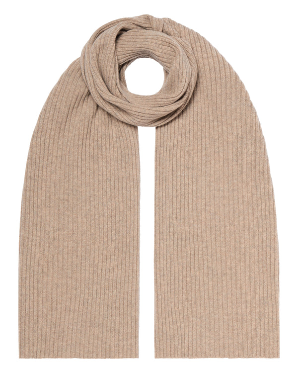 N.Peal Unisex Short Ribbed Cashmere Scarf Oatmeal Brown