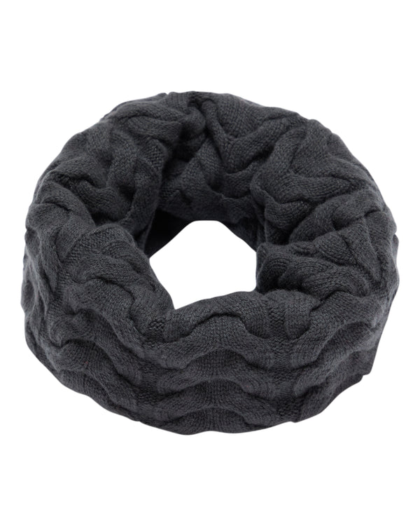 N.Peal Unisex Cable Cashmere Snood Anthracite Grey