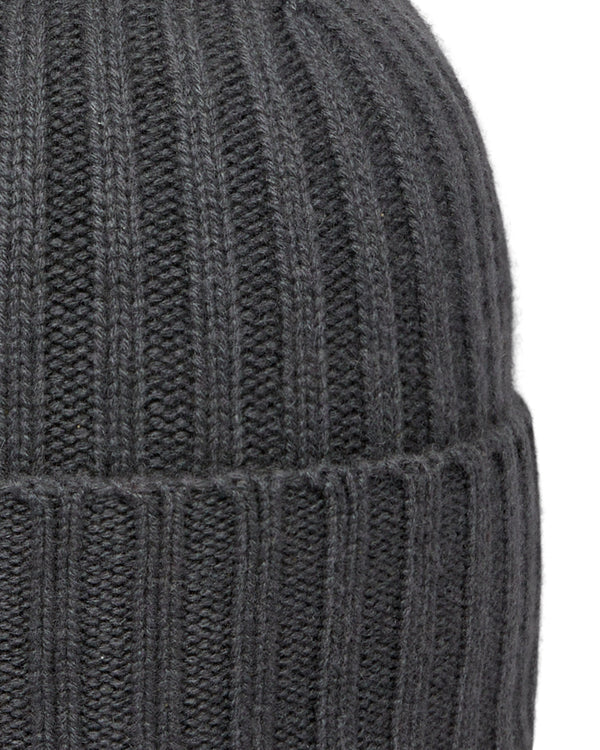 N.Peal Unisex Chunky Ribbed Cashmere Hat Anthracite Grey