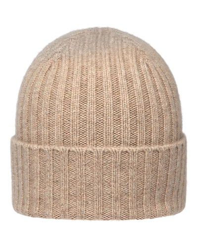 N.Peal Unisex Chunky Ribbed Cashmere Hat Oatmeal Brown