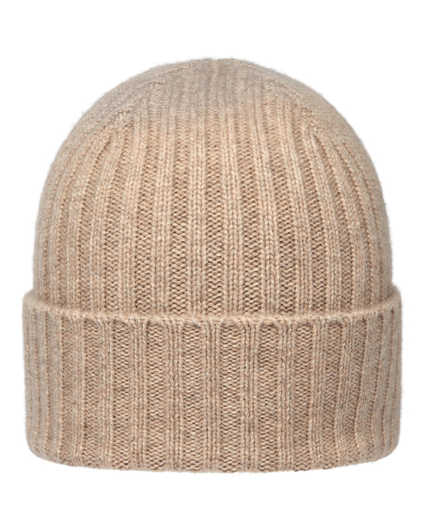 N.Peal Unisex Chunky Ribbed Cashmere Hat Oatmeal Brown