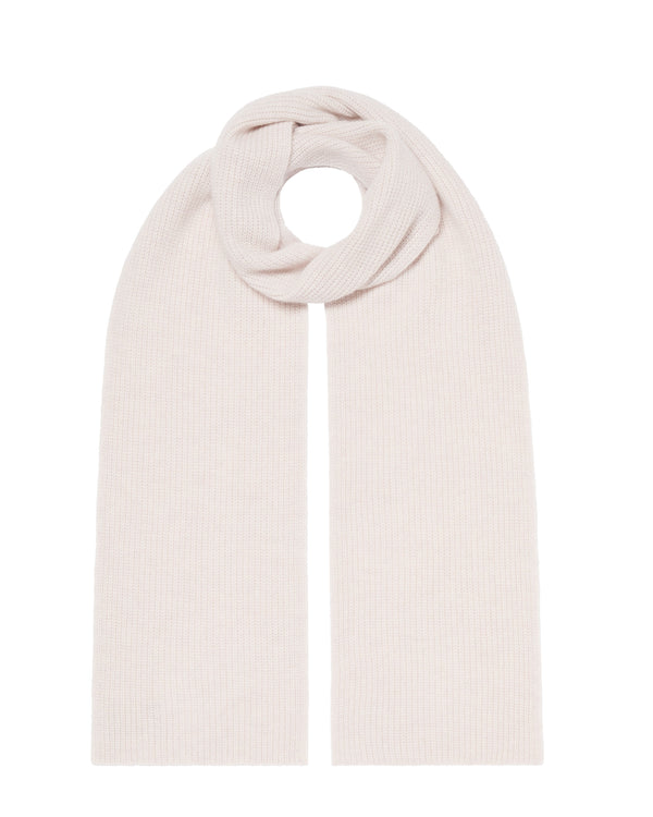 N.Peal Unisex Ribbed Cashmere Scarf Frost White