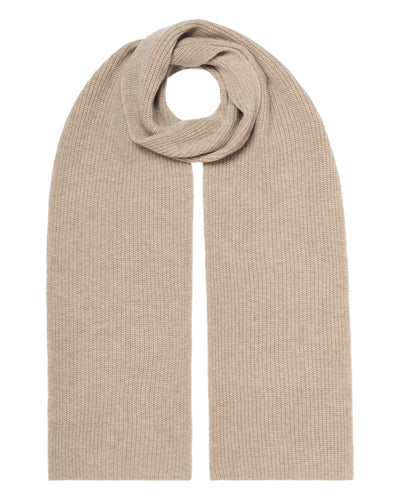 N.Peal Unisex Ribbed Cashmere Scarf Oatmeal Brown