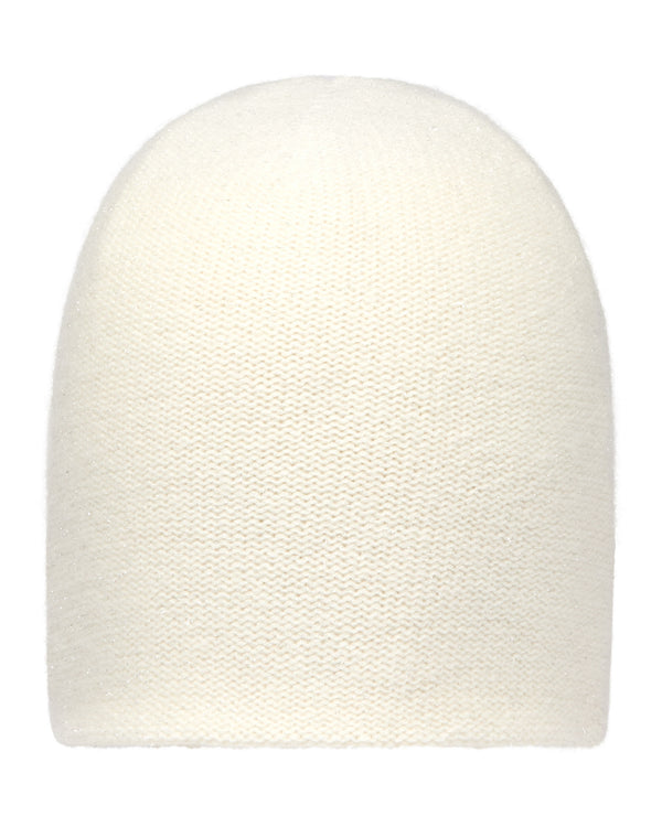 N.Peal Women's Double Layer Cashmere Beanie With Lurex Snow Grey Sparkle