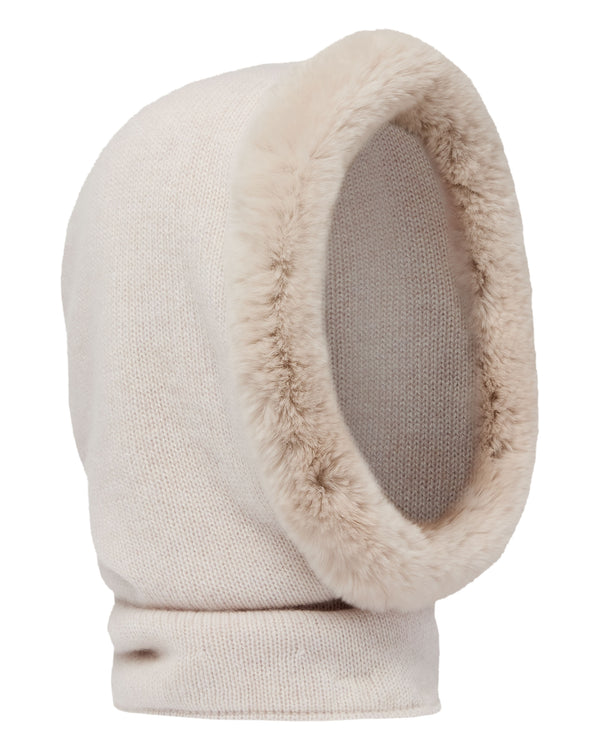 N.Peal Women's Fur Trim Ski Hood Frost White