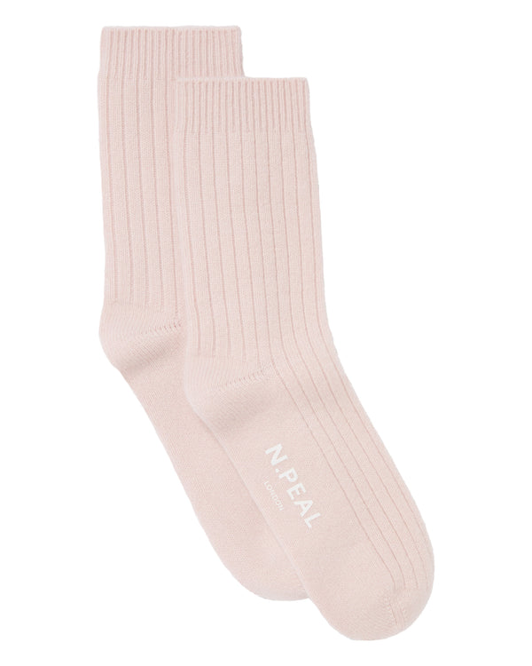 N.Peal Women's Rib Cashmere House Socks Quartz Pink