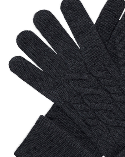 N.Peal Women's Cable Cashmere Gloves Anthracite Grey