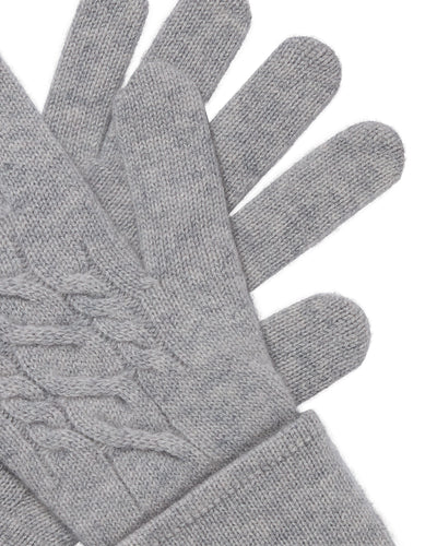 N.Peal Women's Cable Cashmere Gloves Fumo Grey