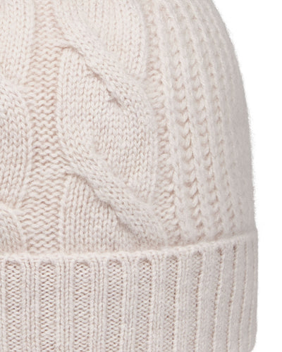 N.Peal Women's Cable Rib Cashmere Hat Frost White