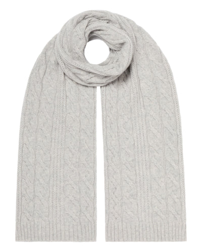 Unisex Cable Rib Cashmere Scarf Fumo Grey