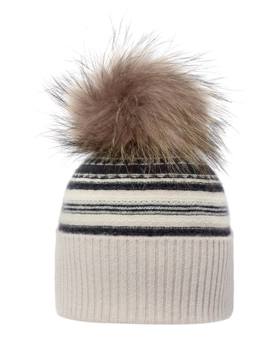 N.Peal Women's Gradual Fairisle Cashmere Hat With Lurex Snow Grey