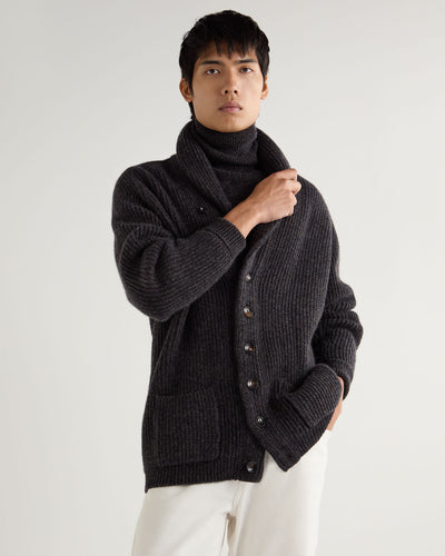 N.Peal Men's Kensington Cashmere Cardigan Granite Blue