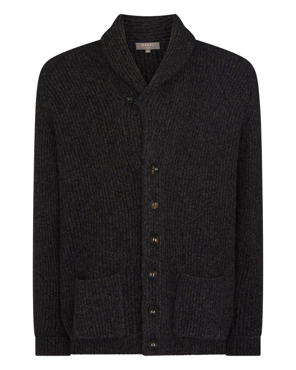 N.Peal Men's Kensington Cashmere Cardigan Granite Blue