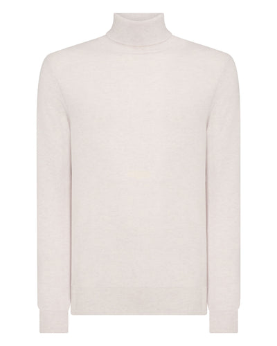 N.Peal Men's Trafalgar Roll Neck Cashmere Jumper Frost White