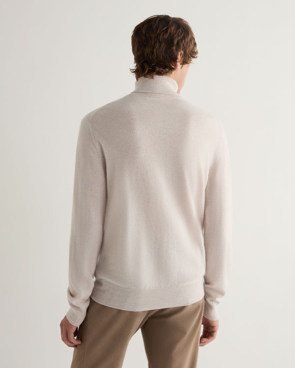 N.Peal Men's Trafalgar Roll Neck Cashmere Jumper Frost White