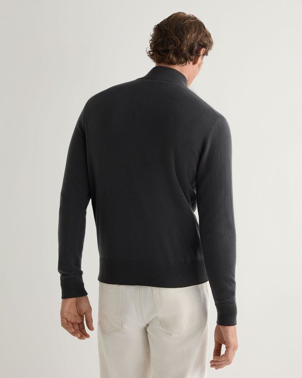 N.Peal Men's Knightsbridge Full Zip Cashmere Jumper Anthracite Grey