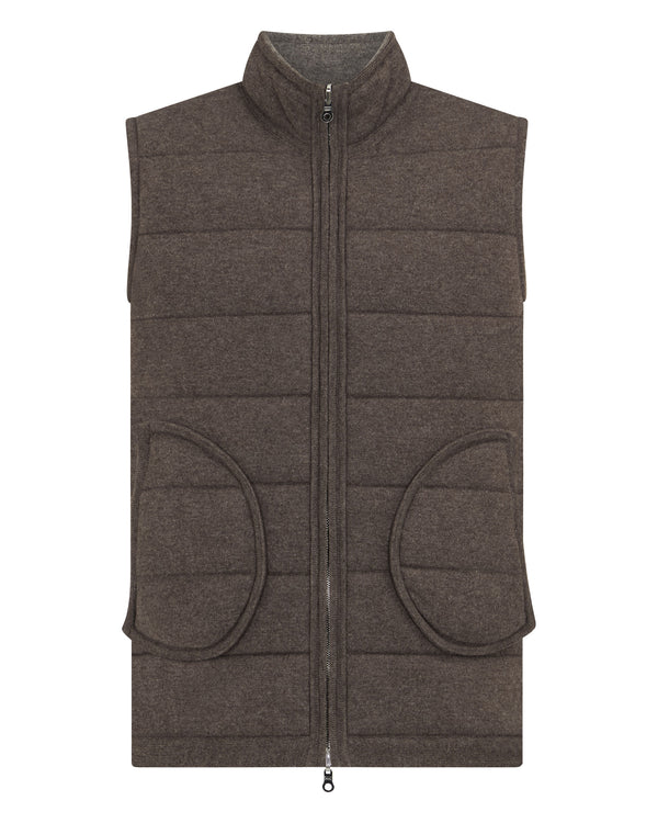 N.Peal Men's Mall Cashmere Gilet Wood Smoke Brown