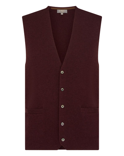 N.Peal Men's Chelsea Cashmere Waistcoat Claret Red