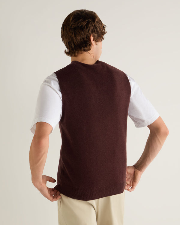 N.Peal Men's Chelsea Cashmere Waistcoat Claret Red