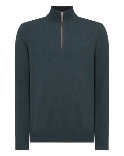 N.Peal Men's Carnaby Half Zip Cashmere Jumper Caviar Blue