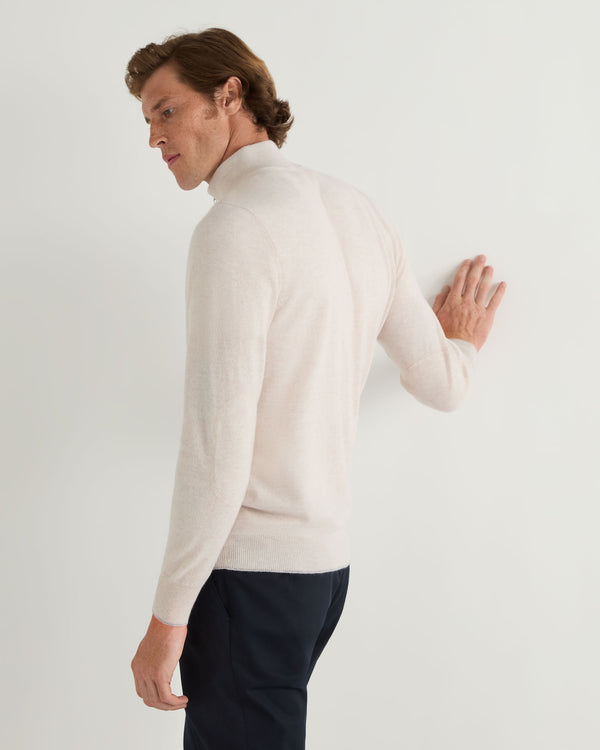 N.Peal Men's Carnaby Half Zip Cashmere Jumper Frost White