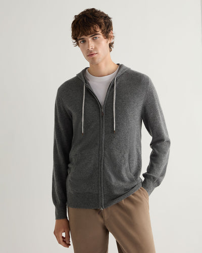 N.Peal Men's Ladbroke Cashmere Hoodie Elephant Grey