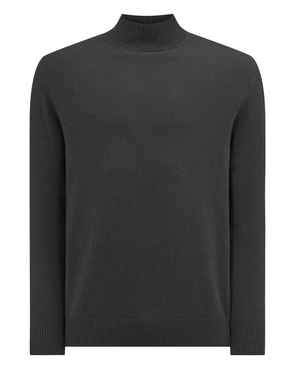 N.Peal Men's Mayfair Turtle Neck Cashmere Jumper Anthracite Grey