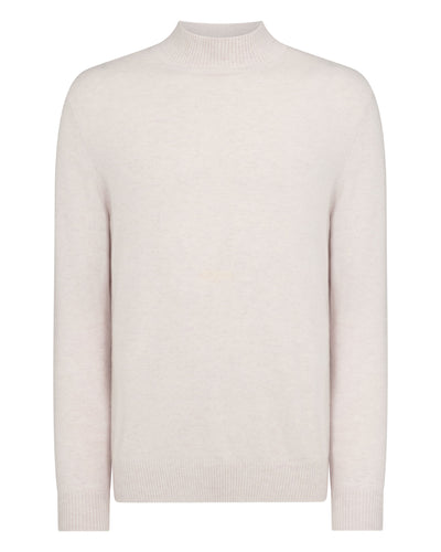 N.Peal Men's Mayfair Turtle Neck Cashmere Jumper Frost White