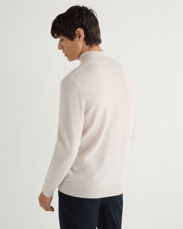 N.Peal Men's Mayfair Turtle Neck Cashmere Jumper Frost White