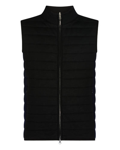 N.Peal Men's Smithfield Fine Gauge Cashmere Padded Gilet Black