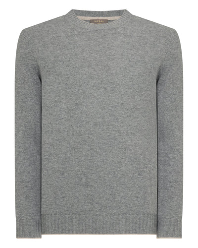 N.Peal Men's Shoreditch Round Neck Cashmere Jumper Flannel Grey