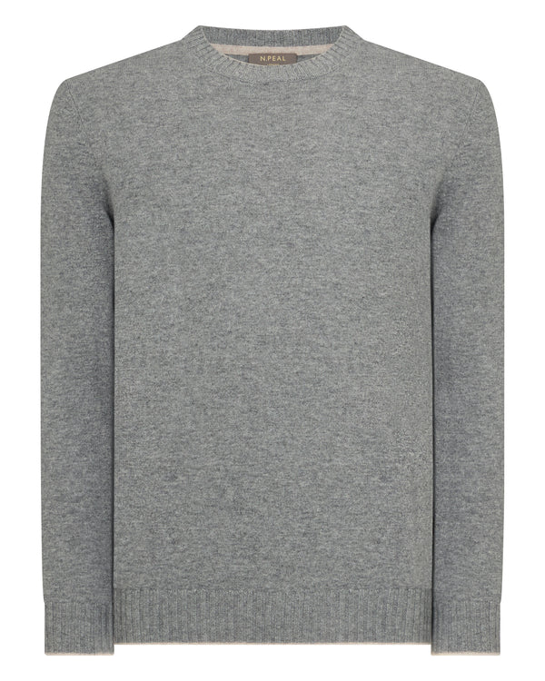 N.Peal Men's Shoreditch Round Neck Cashmere Jumper Flannel Grey