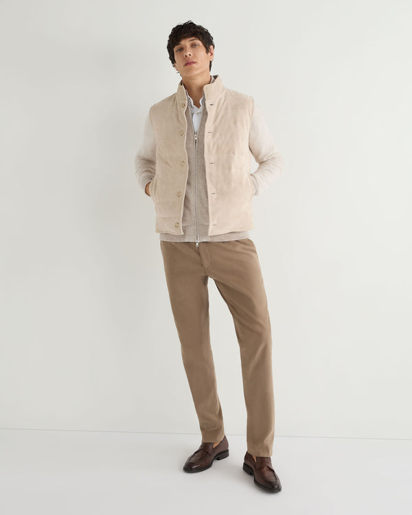 N.Peal Men's Herringbone Cashmere Jacket Sand Brown