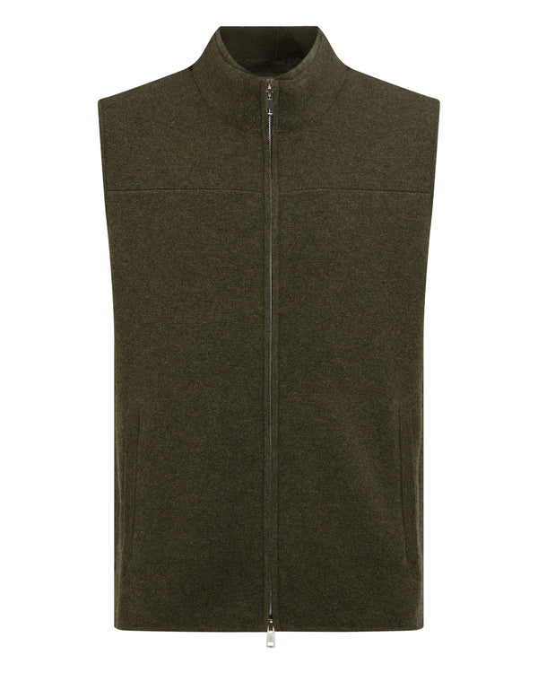 N.Peal Men's Rex Trim Cashmere Gilet Moss Green