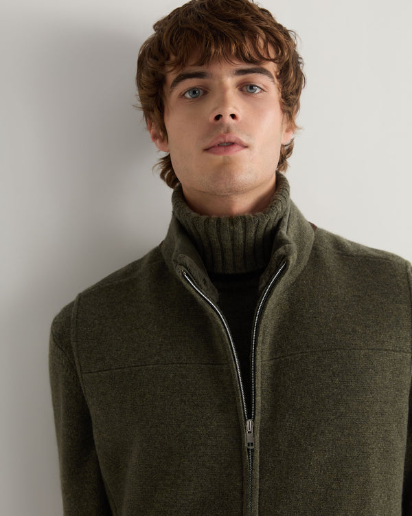 N.Peal Men's Rex Trim Cashmere Gilet Moss Green