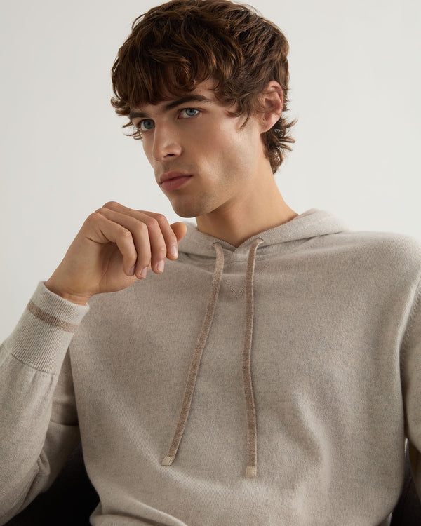 N.Peal Men's Sweatshirt Style Cashmere Hoodie Pebble Grey