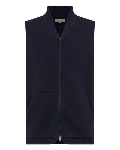 N.Peal Men's Cotton Blend Gilet Navy Blue