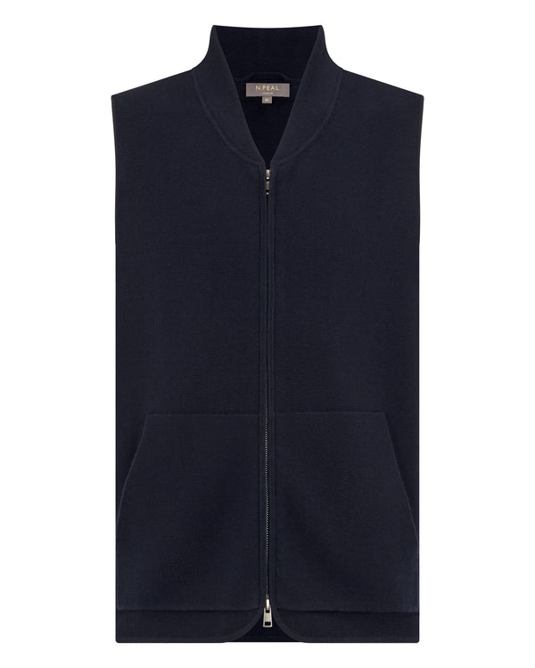 N.Peal Men's Cotton Blend Gilet Navy Blue