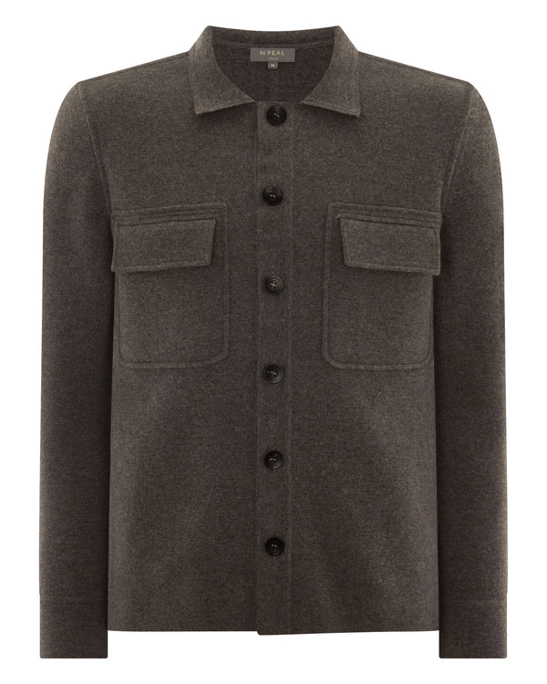 N.Peal Men's Milano Cashmere Overshirt Biscotti Brown